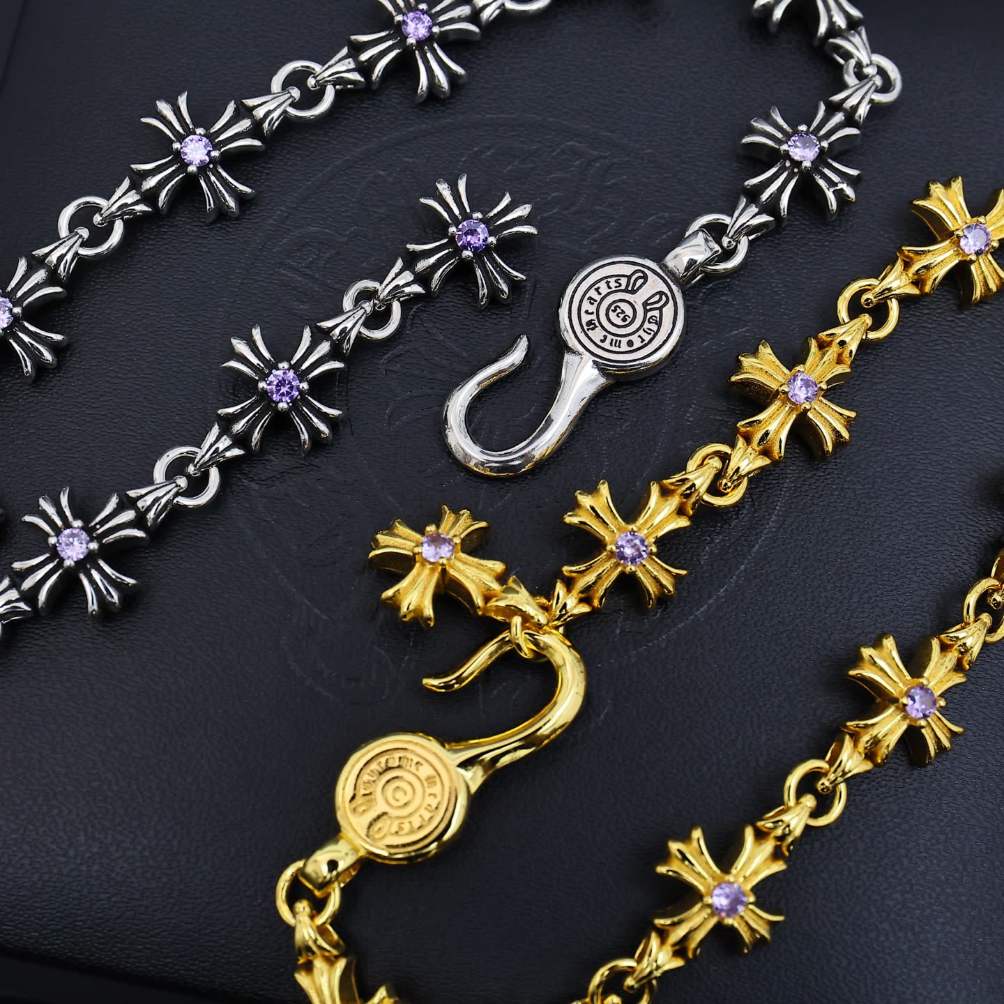 Chrome Hearts Bracelet - Gold and Silver Cross Design